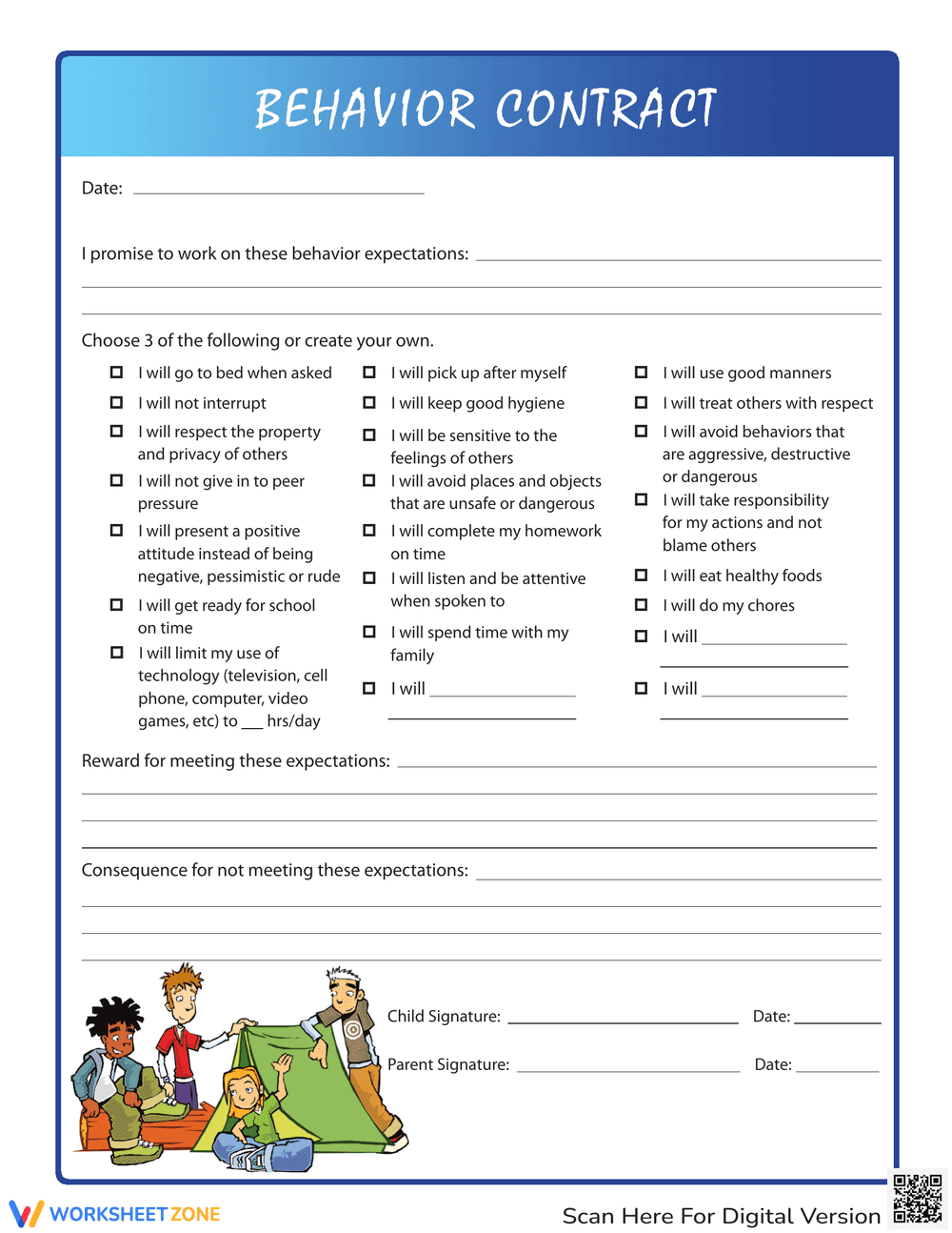Implement a Behavior Contract for Kids - Page 1