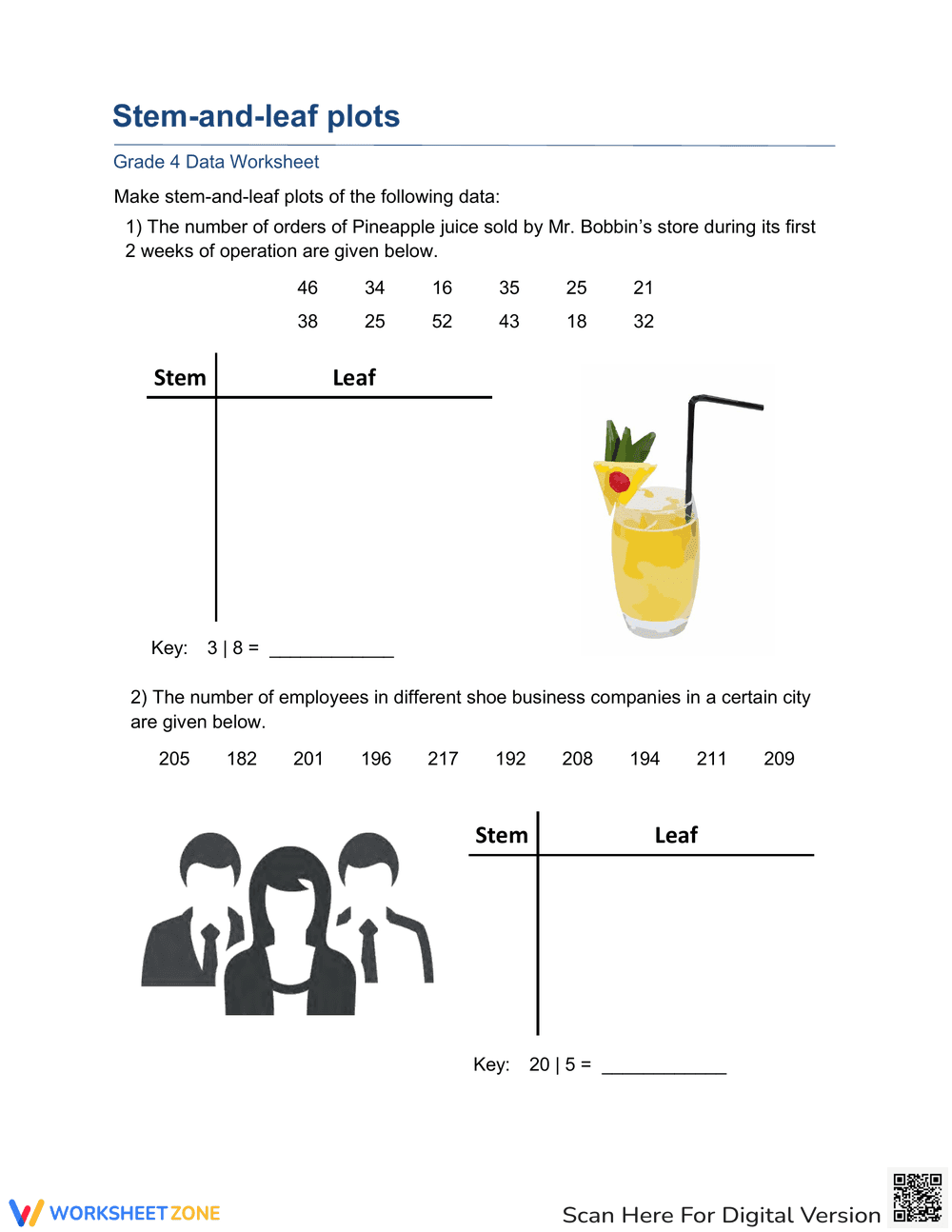 Create Stem and Leaf Plots with this Worksheet - Page 1