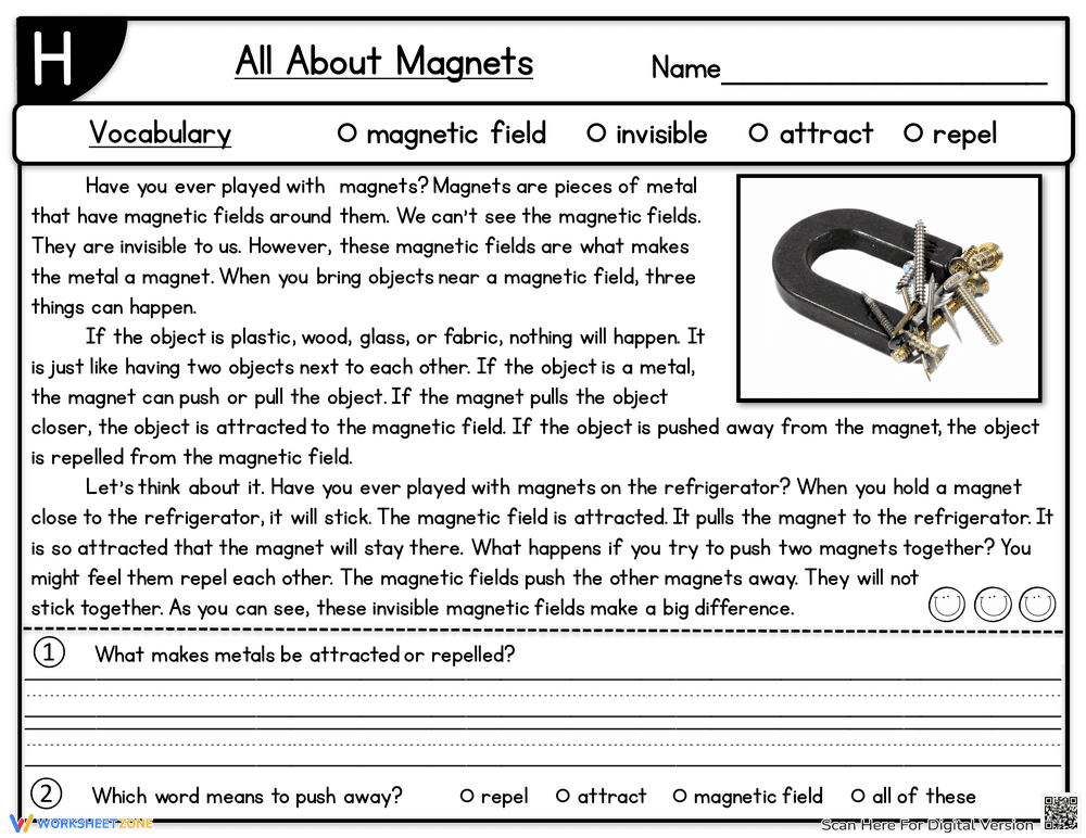 Learn About Magnets with this Worksheet - Page 1