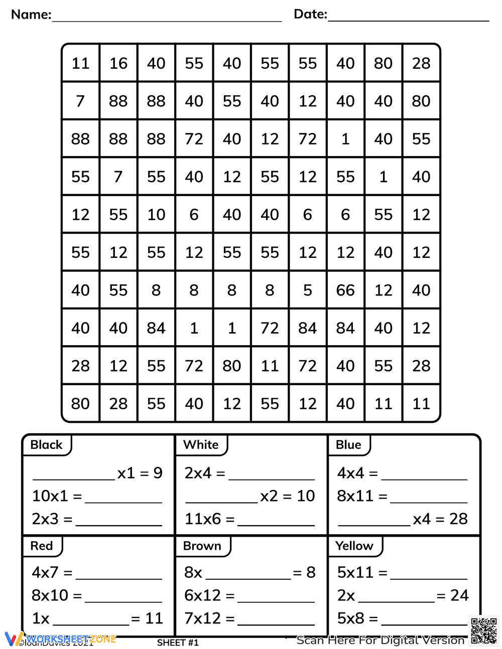 Solve Emoji Multiplication Mystery Pictures - Page 1