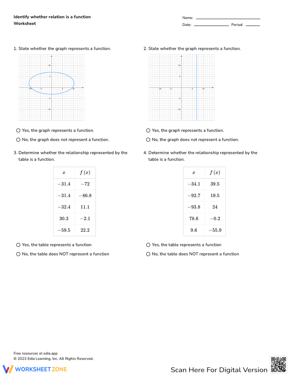 Identify Functions with This Worksheet - Page 1