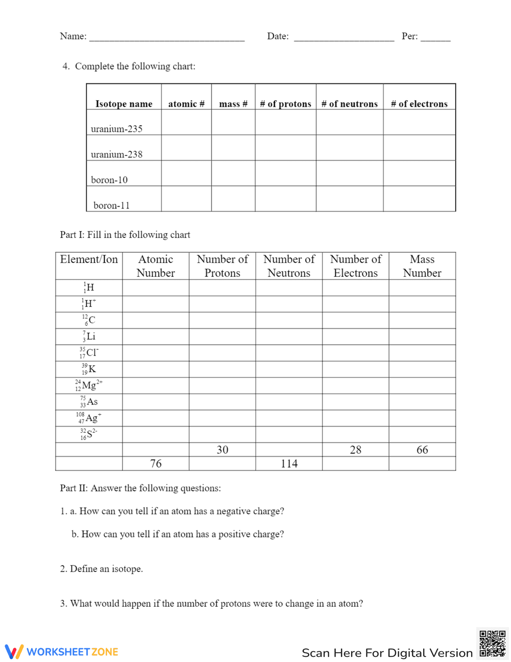 Practice with Ions and Isotopes Worksheet - Page 2