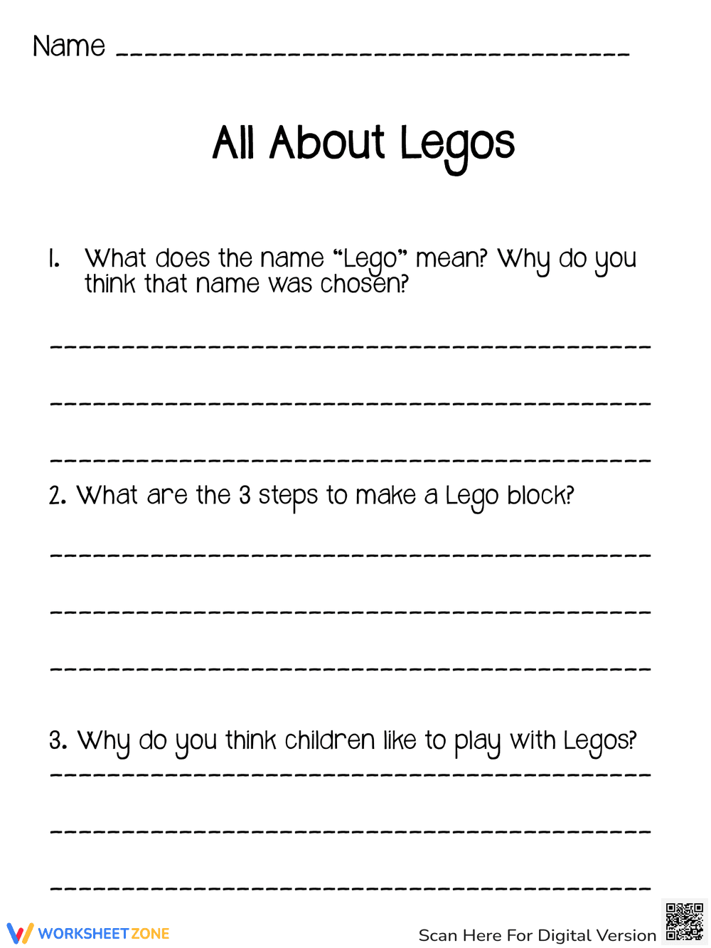 All About Legos Worksheet for Lego Fans - Page 3
