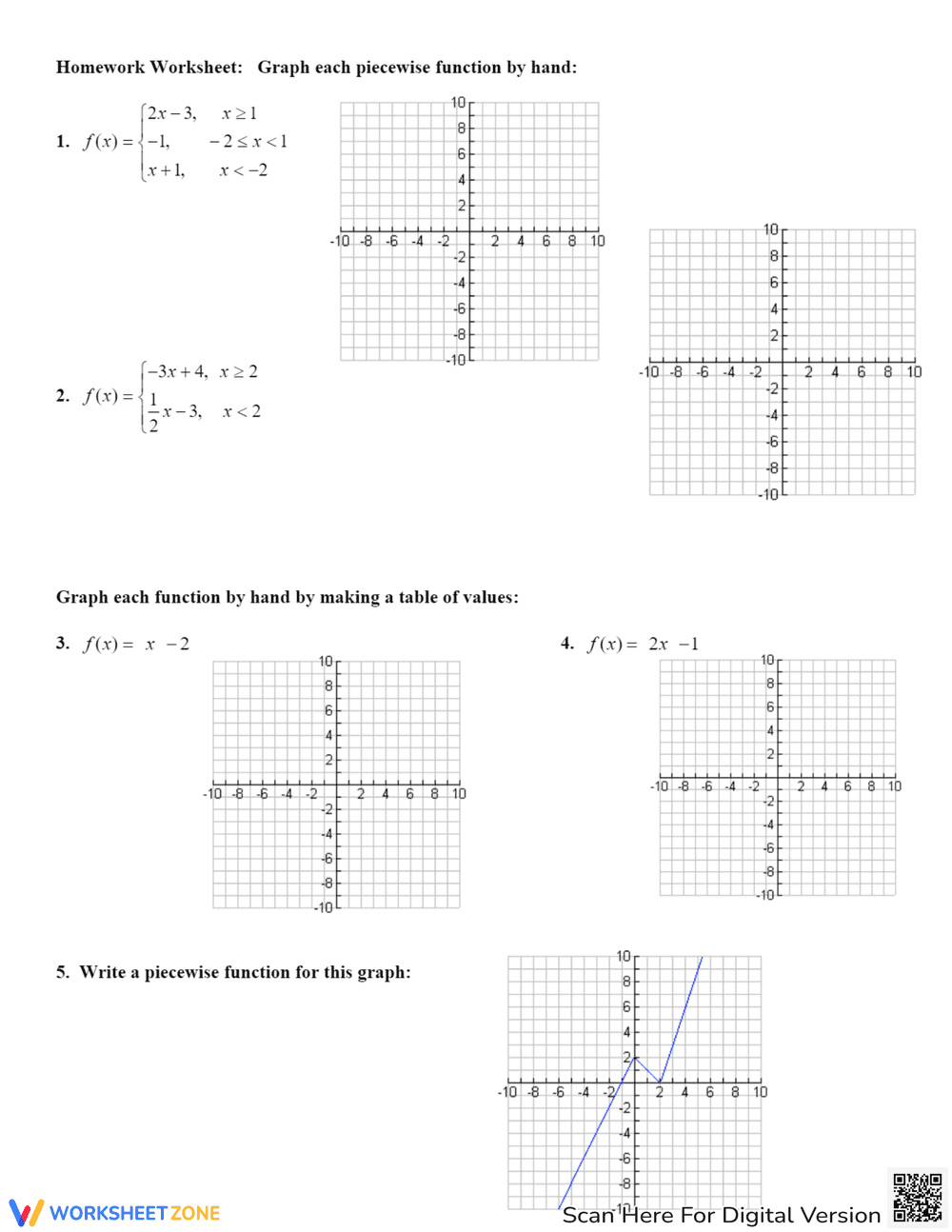 Piecewise Functions & Greatest Integer Function Worksheet - Page 4