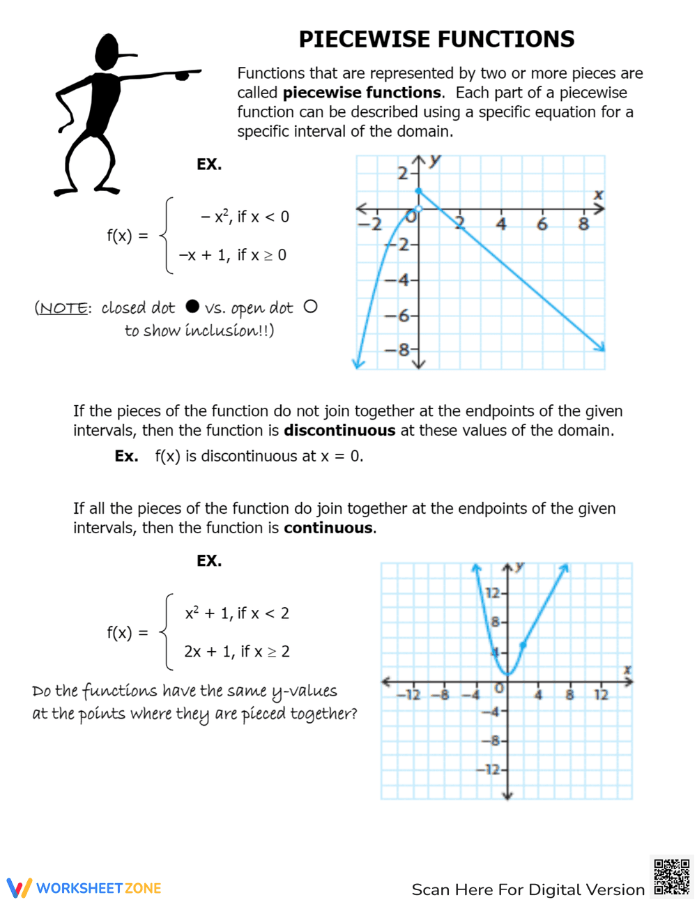 Piecewise Functions Examples: Graphing Practice Worksheet - Page 1
