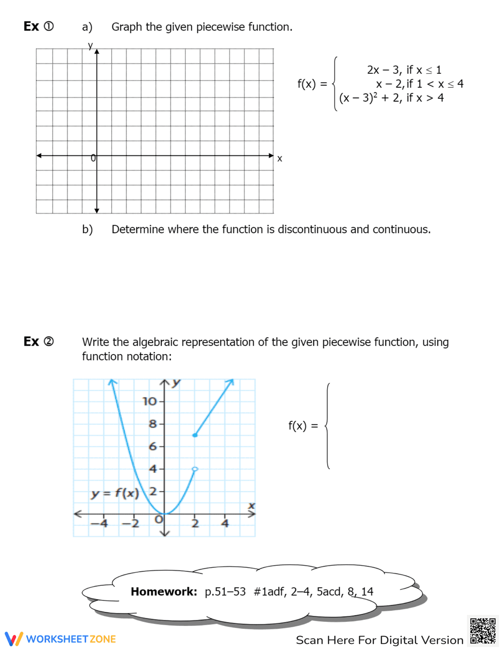 Piecewise Functions Examples: Graphing Practice Worksheet - Page 2