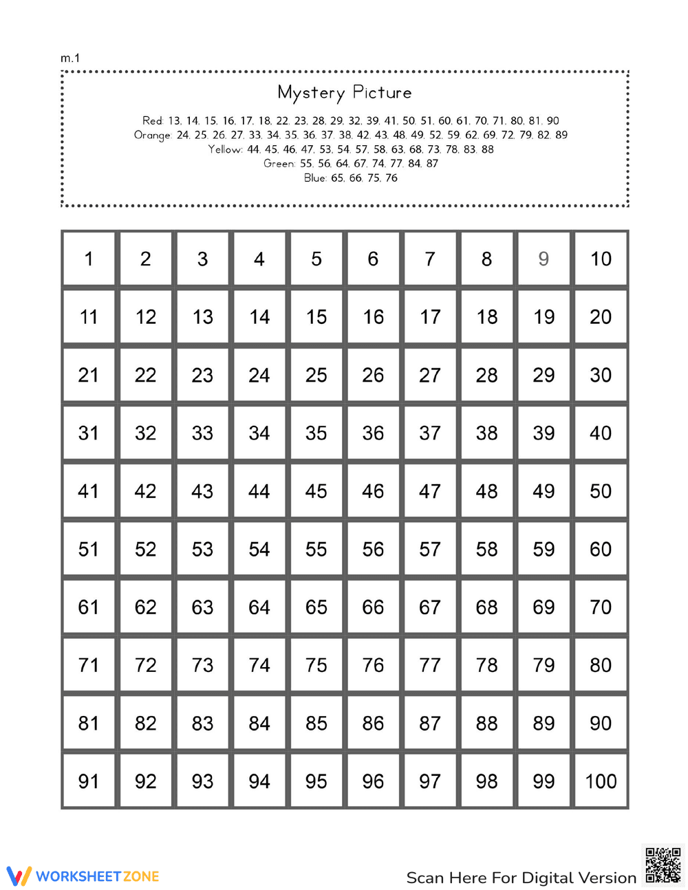 Rainbow Mystery Picture: Color-by-Number Puzzle Worksheet - Page 1