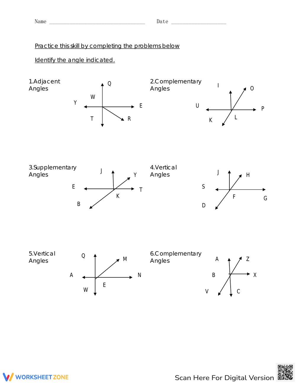 Classifying Angle Relationships: Geometry Practice - Page 1