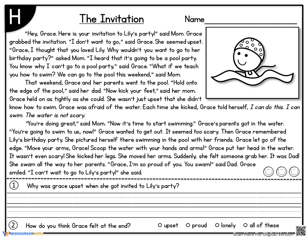The Invitation: Reading Comprehension Worksheet - Page 1