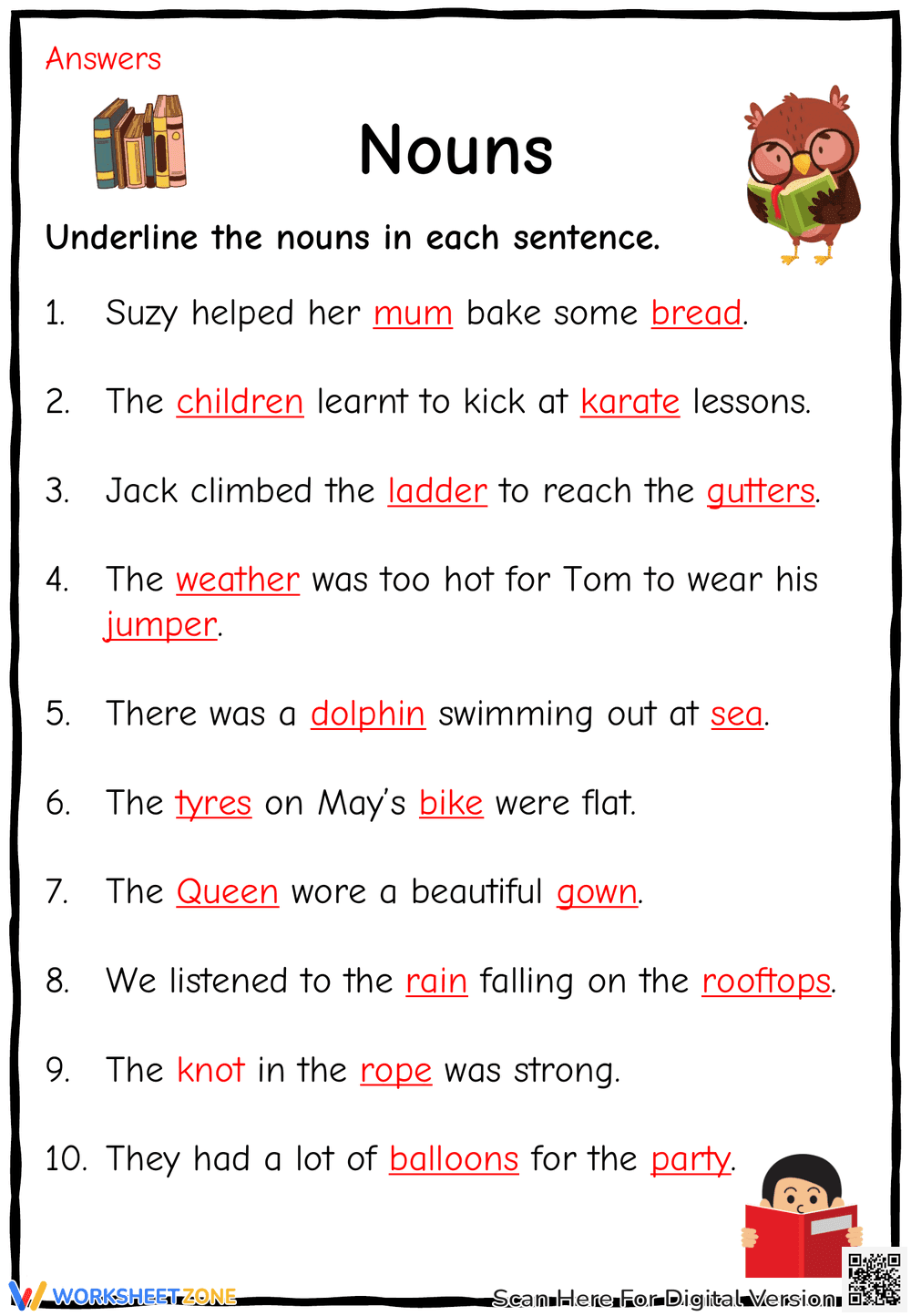 Underline the Nouns: Grammar Skills Practice - Page 2