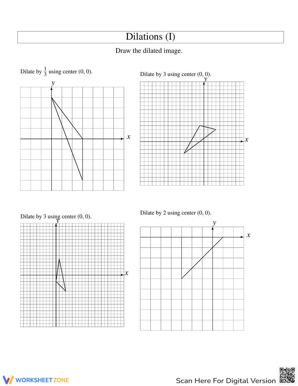 Dilations: Geometry Transformations Worksheet - Page 1
