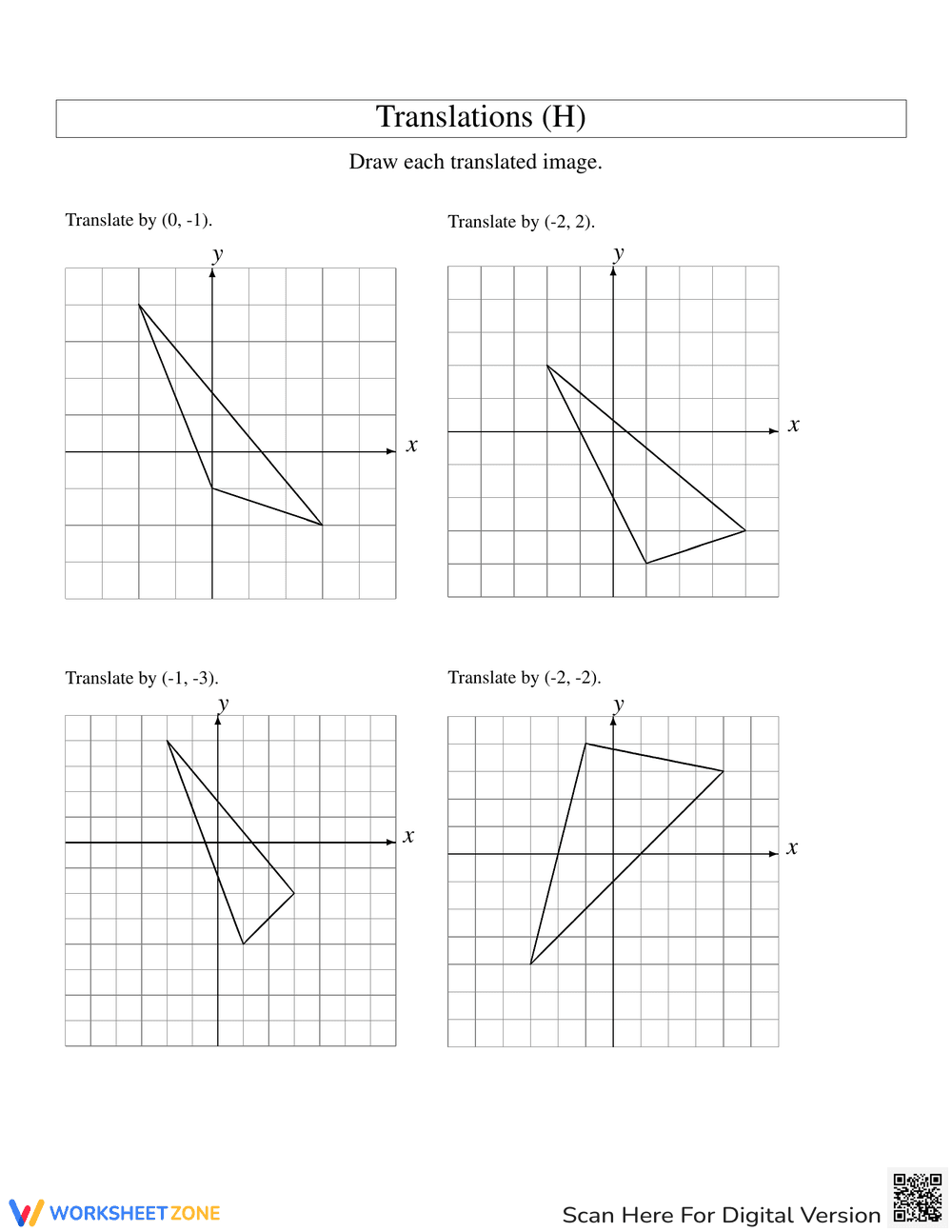 Worksheet for Practicing Geometric Translations - Page 1