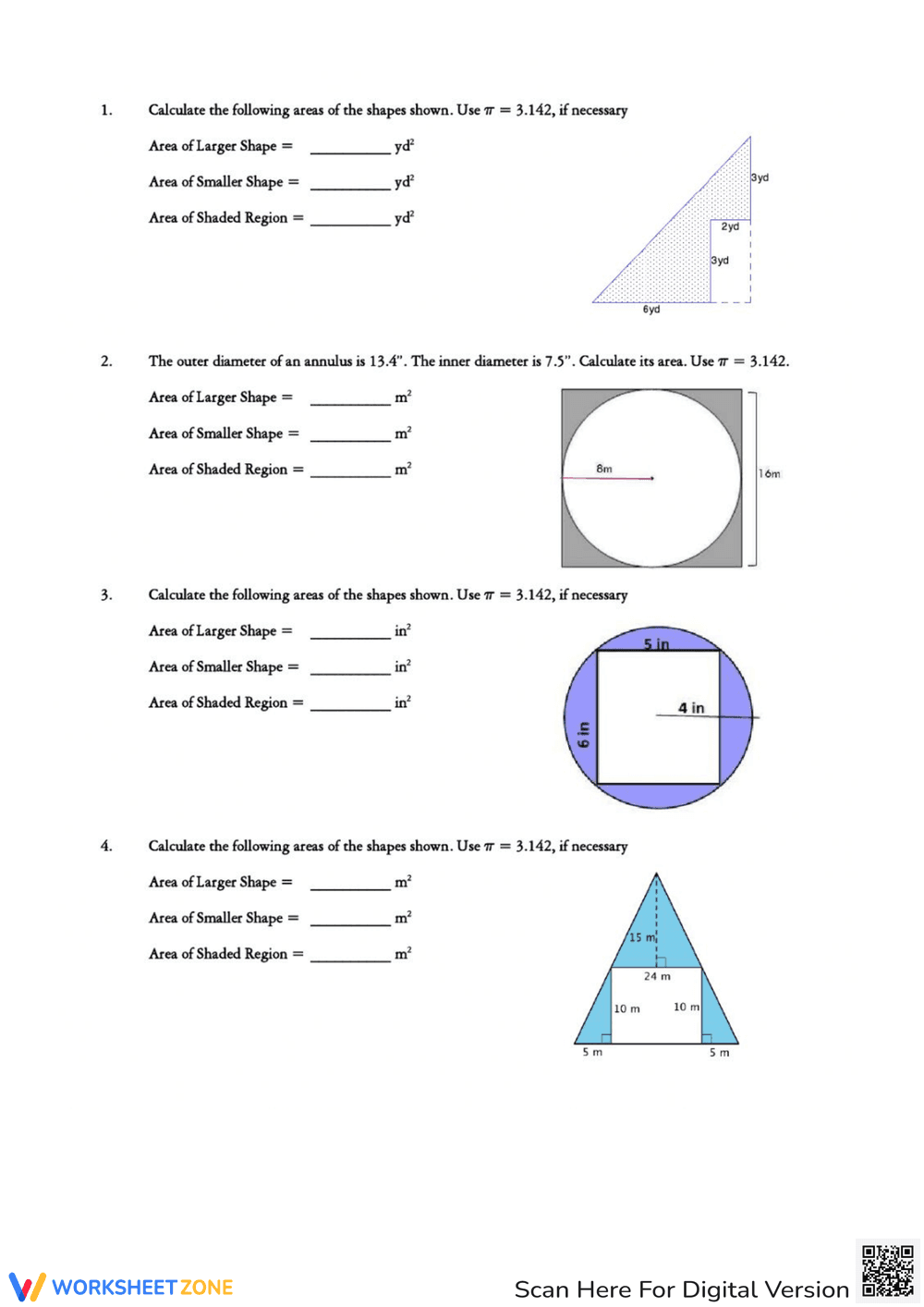 Calculating Shaded Region Worksheet - Page 1