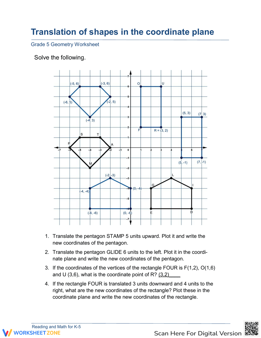 Translation of Shapes in the Coordinate Plane Worksheet - Page 2