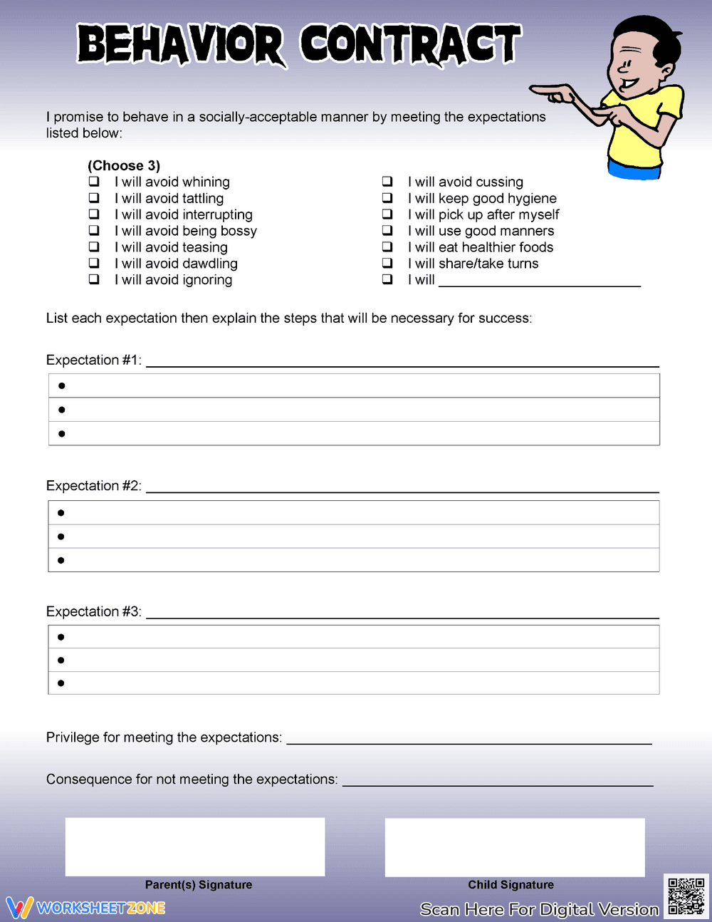 Behavior Contract Worksheet - Page 1