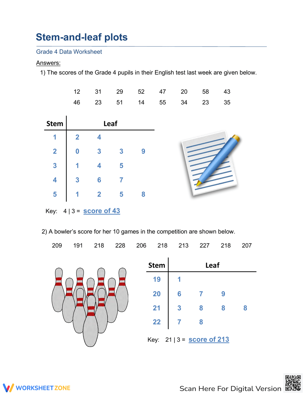 Stem and Leaf Plots Worksheet - Page 2