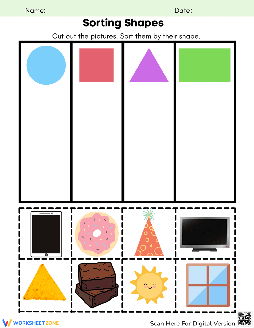 Sorting Shapes Cut and Paste - Page 1