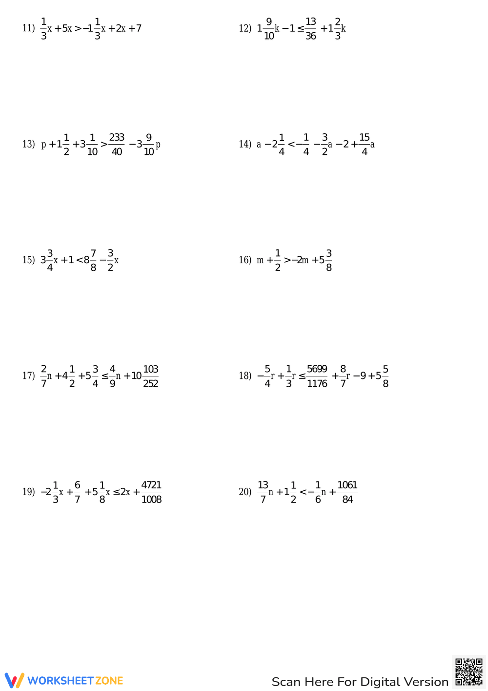Solving Multi-Step Inequalities with Fractions - Page 2
