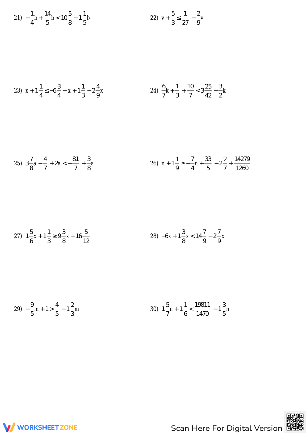 Solving Multi-Step Inequalities with Fractions - Page 3