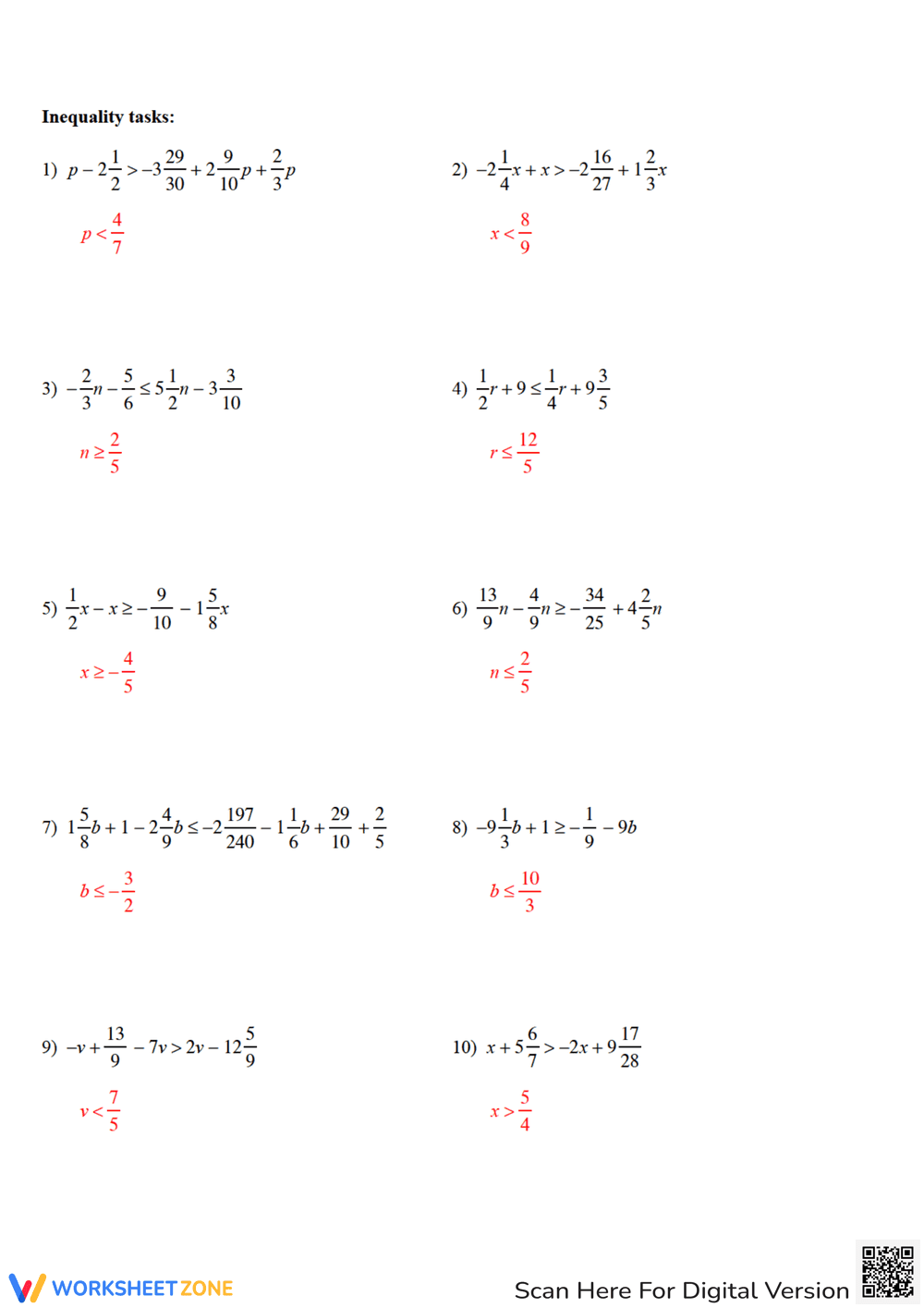 Solving Multi-Step Inequalities with Fractions - Page 4