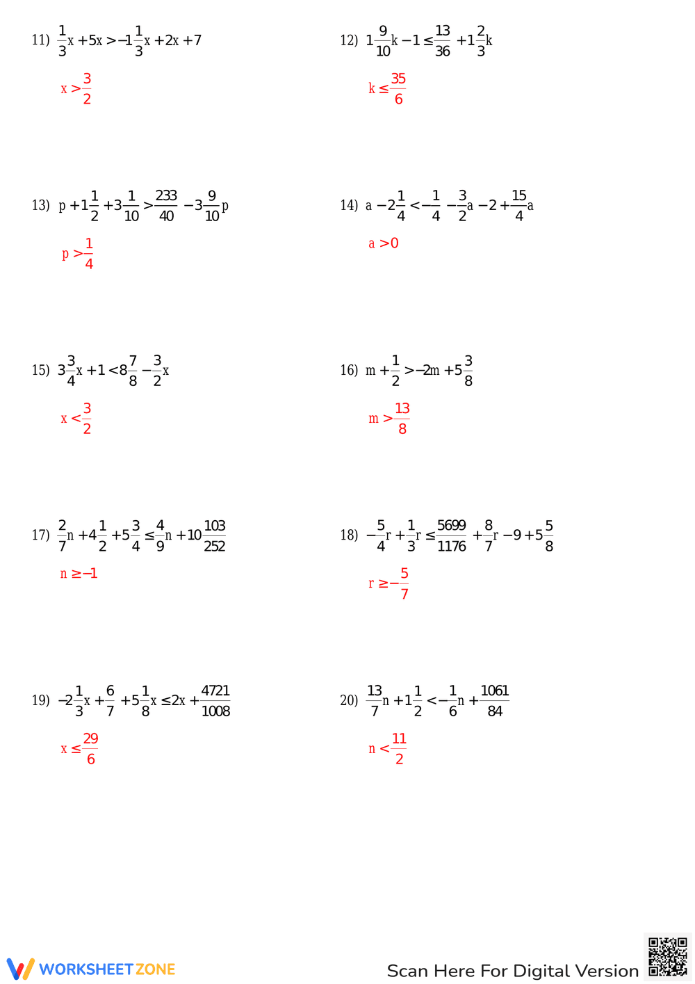 Solving Multi-Step Inequalities with Fractions - Page 5
