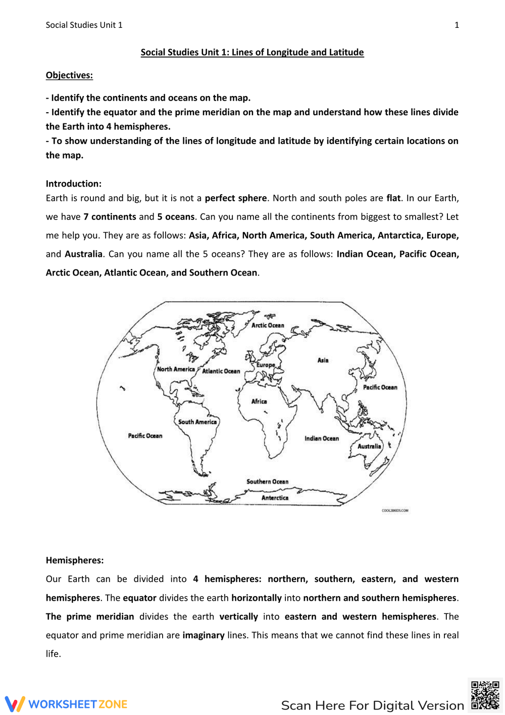 Lines of Latitude and Longitude - Page 1