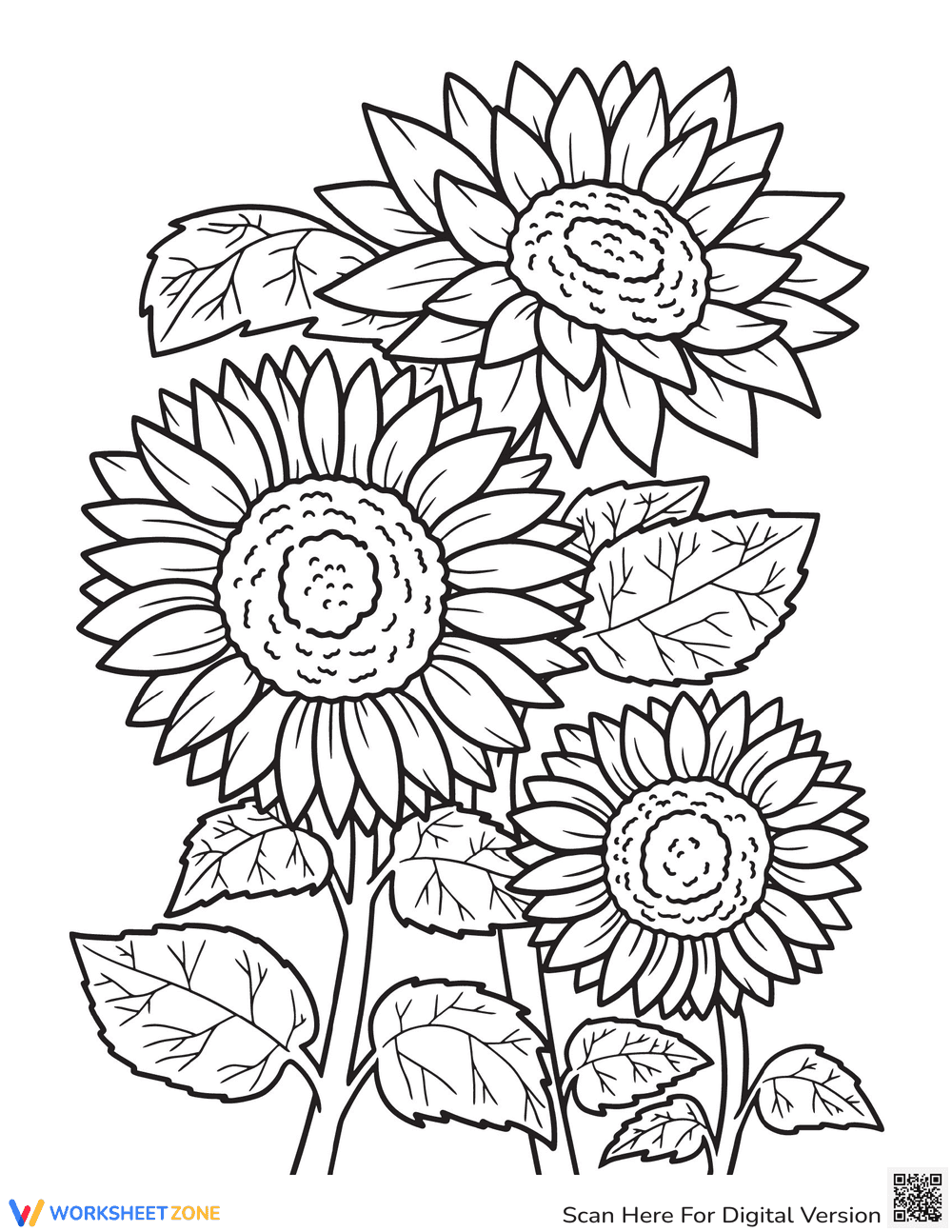 Sunflower Fall Coloring Page - Page 1