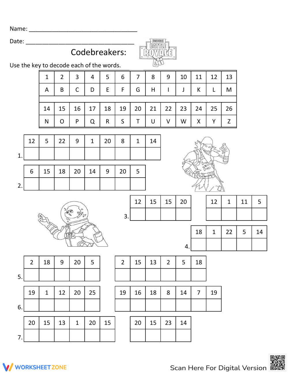 Fortnite Codebreakers Worksheet 1 - Page 1
