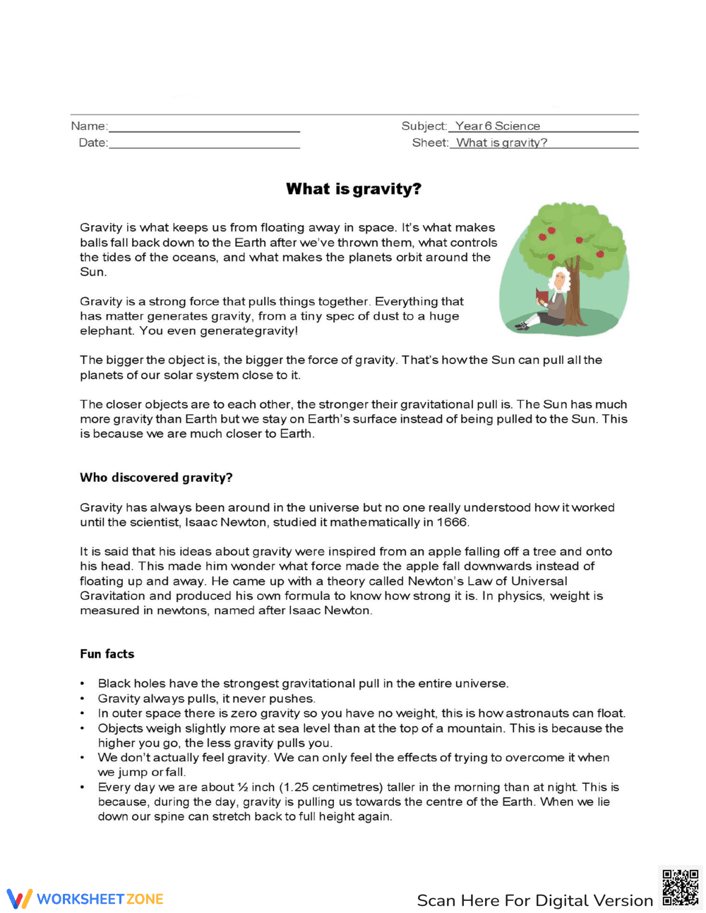What is Gravity Worksheet for Science Education - Page 1