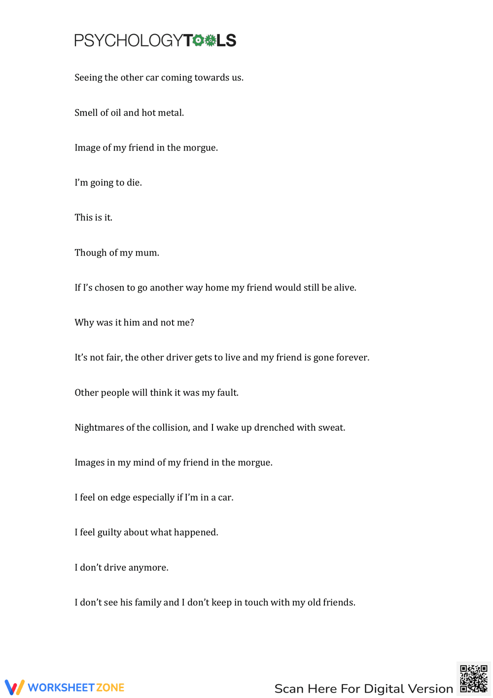 PTSD Trauma Questions Worksheet for Mental Health - Page 4