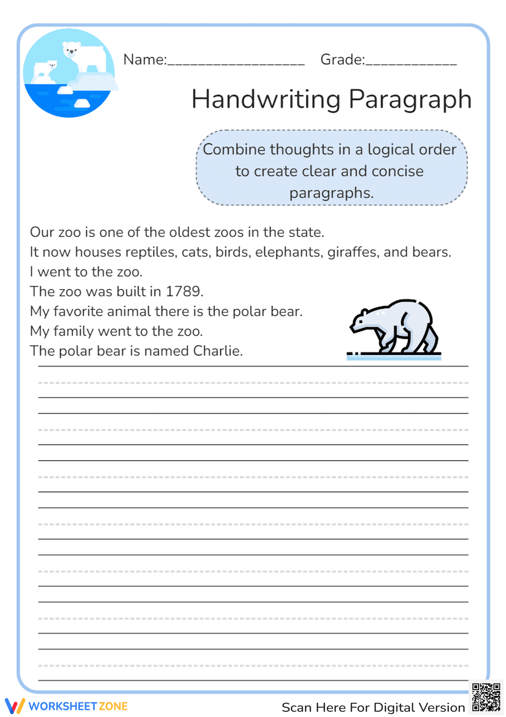 Zoo Paragraph Handwriting - Page 1