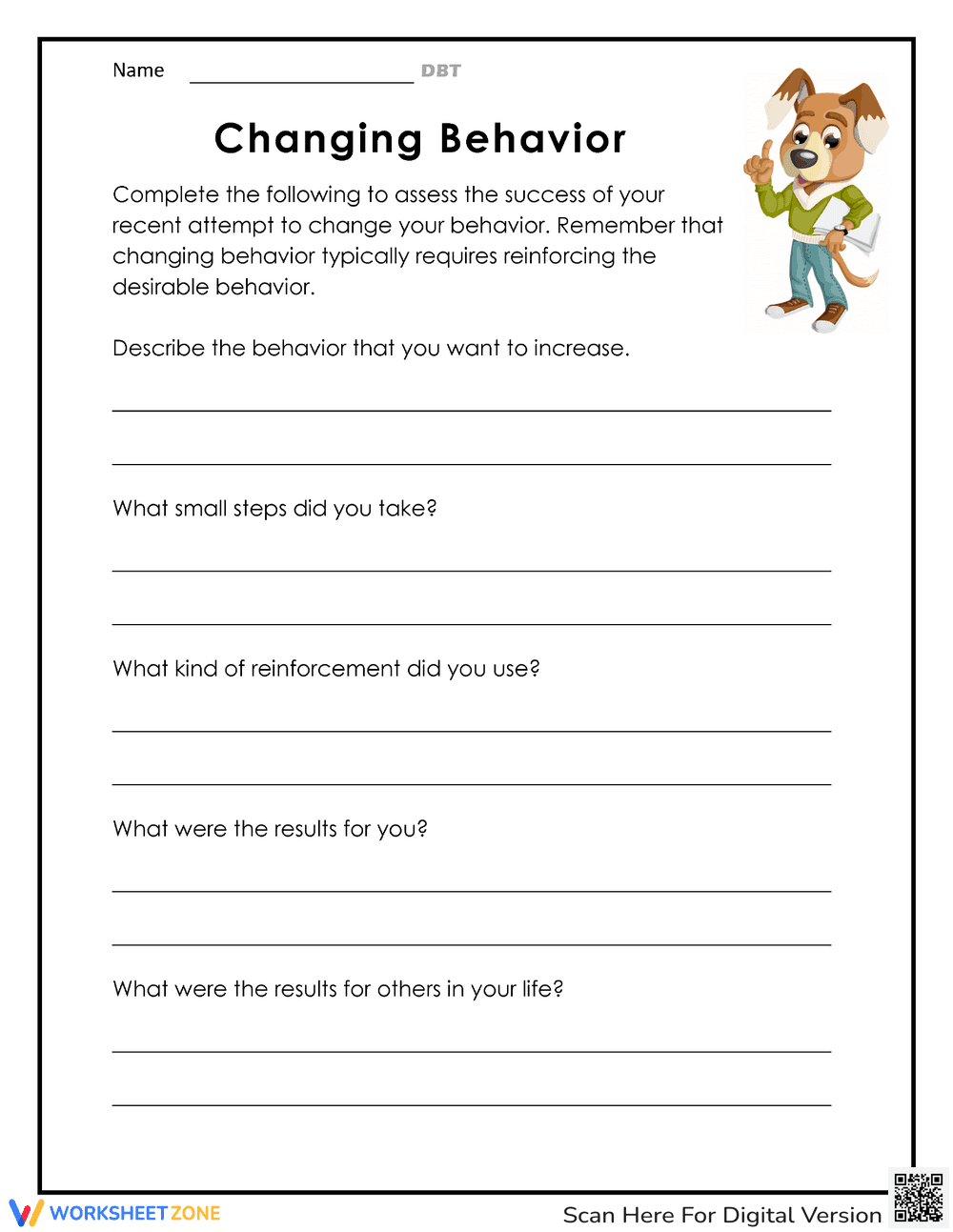 Strategies for Changing Behavior Worksheet - Page 1