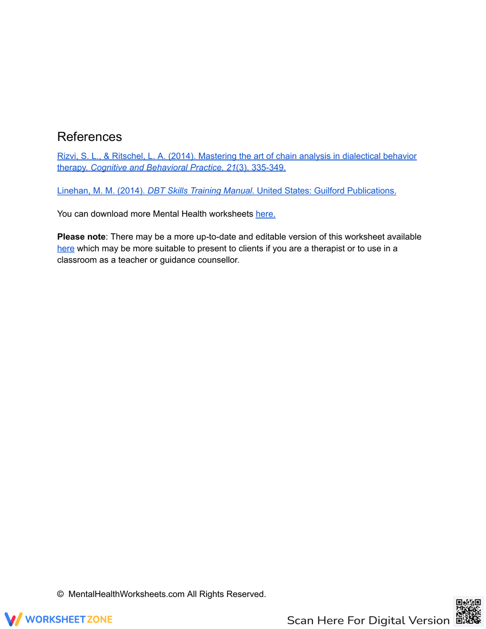 DBT Behavioural Chain Analysis Worksheet - Page 2