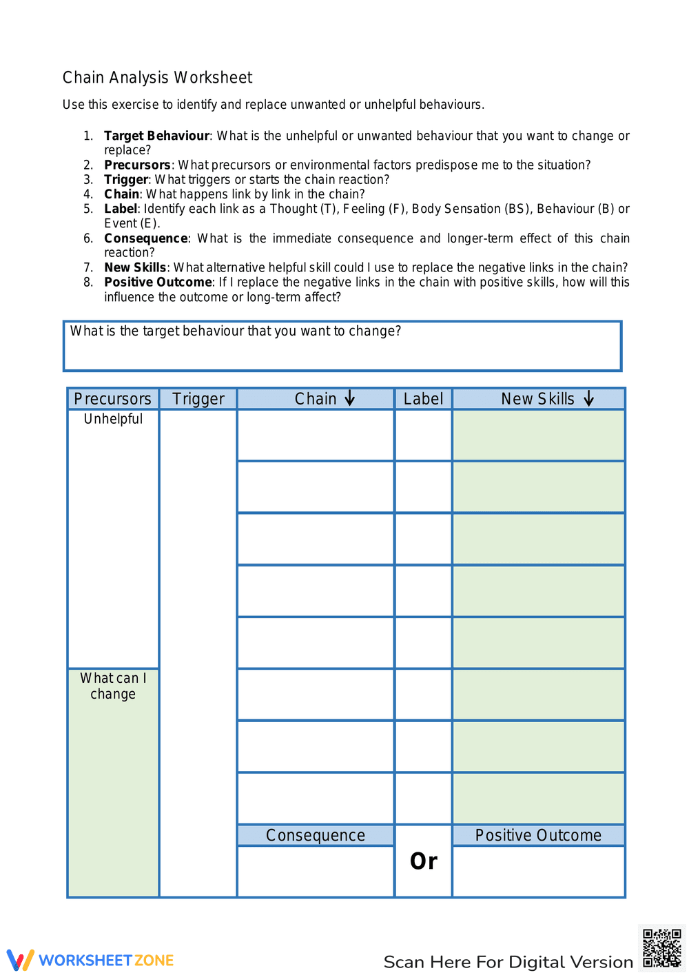 Chain Analysis Worksheet Tool - Page 1