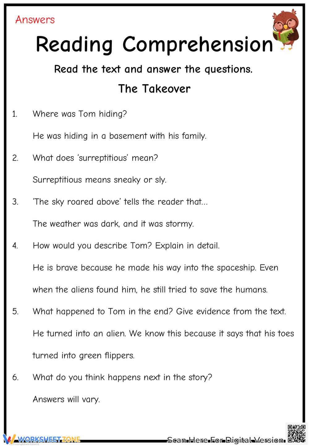 The Takeover: Reading Worksheet - Page 3