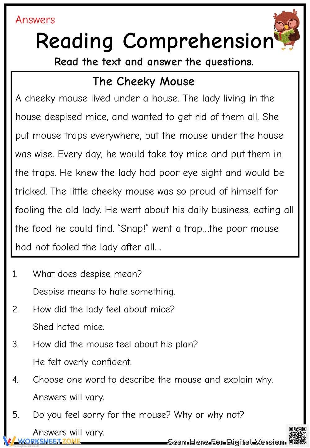 The Cheeky Mouse: A Reading Comprehension Worksheet - Page 2