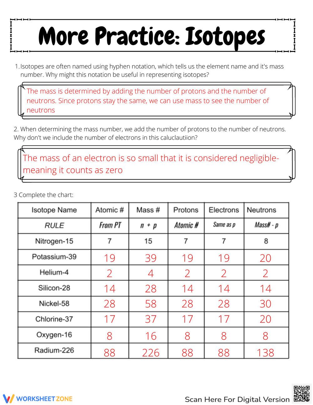 Isotope Notes and Practice Worksheet - Page 2