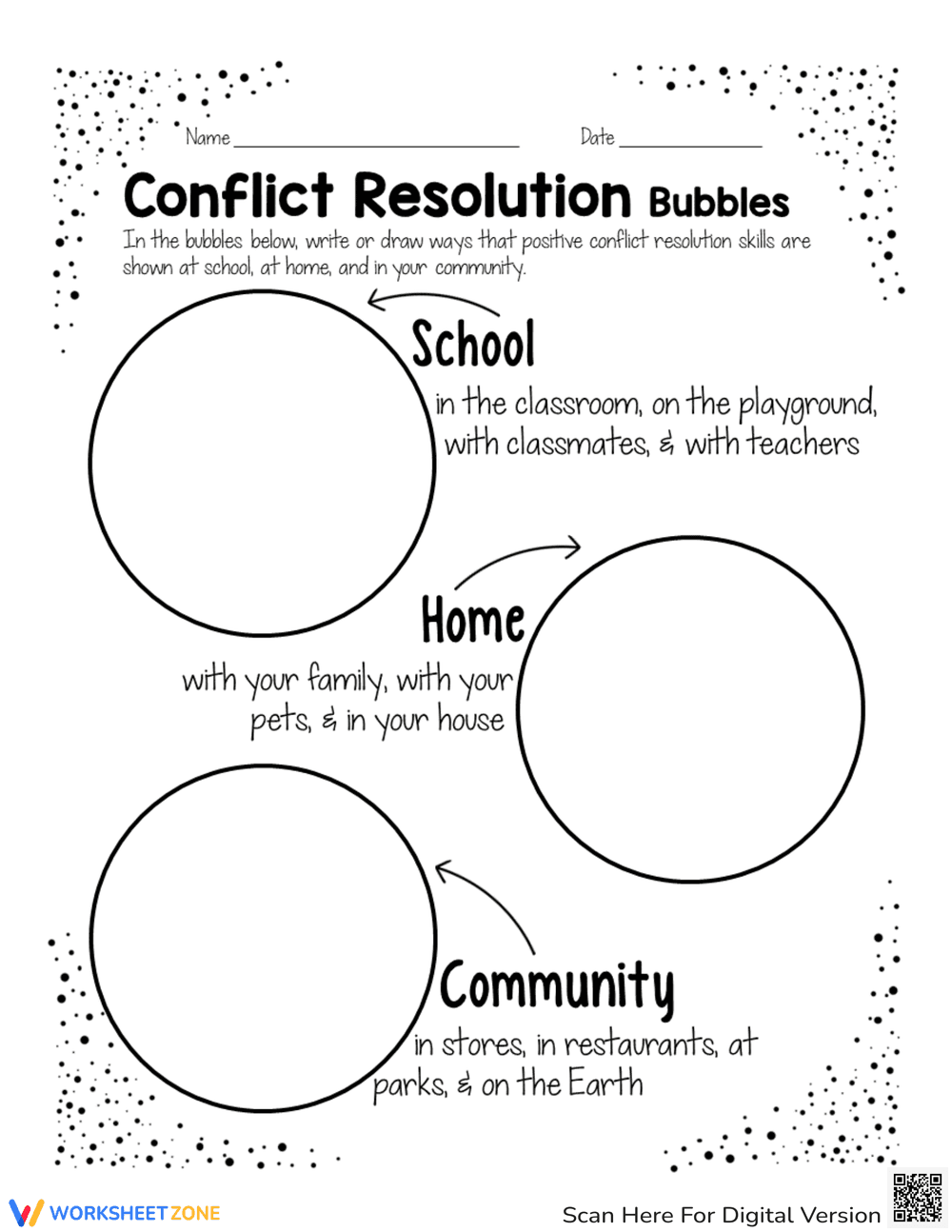 Conflict Resolution Bubbles Worksheet - Page 1