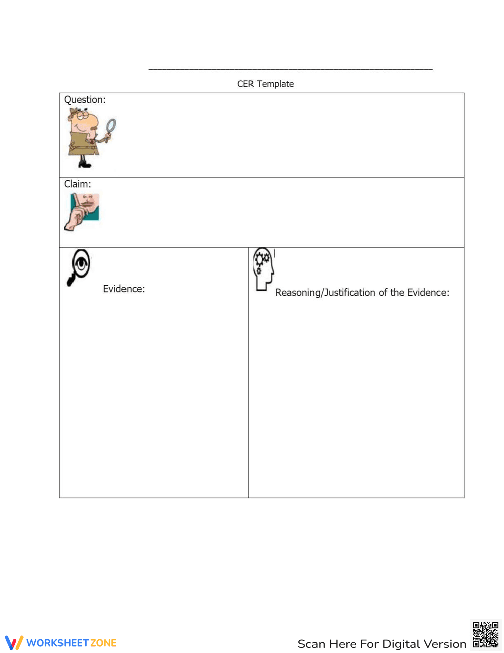 CER (Claim, Evidence, Reasoning) Template - Page 1
