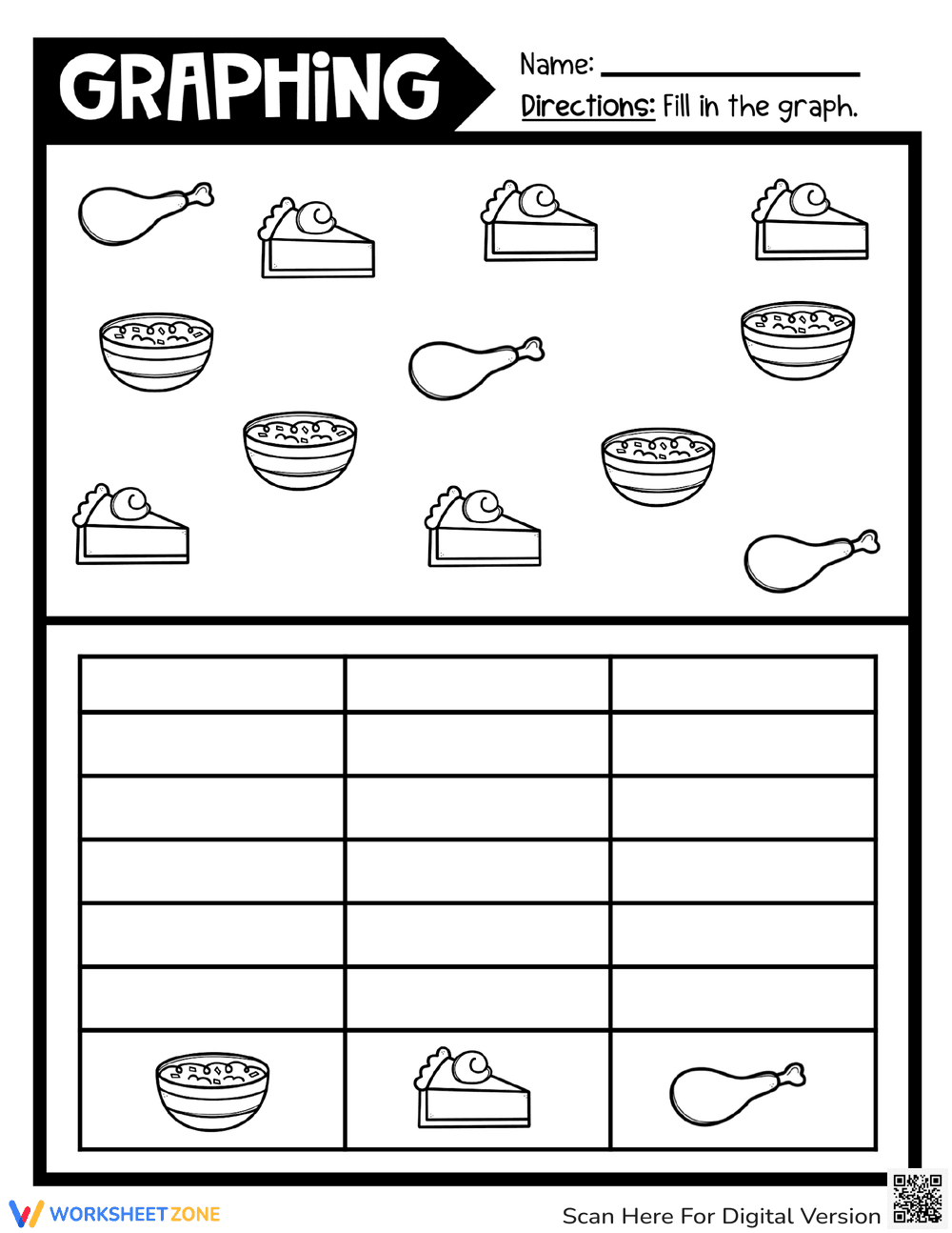 Thanksgiving Graphing Worksheet for Data Analysis - Page 1