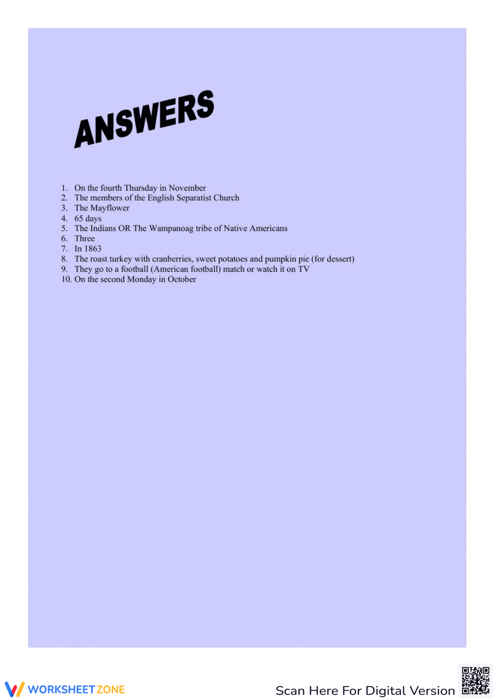 Thanksgiving Reading Comprehension: Passage & Quiz - Page 2