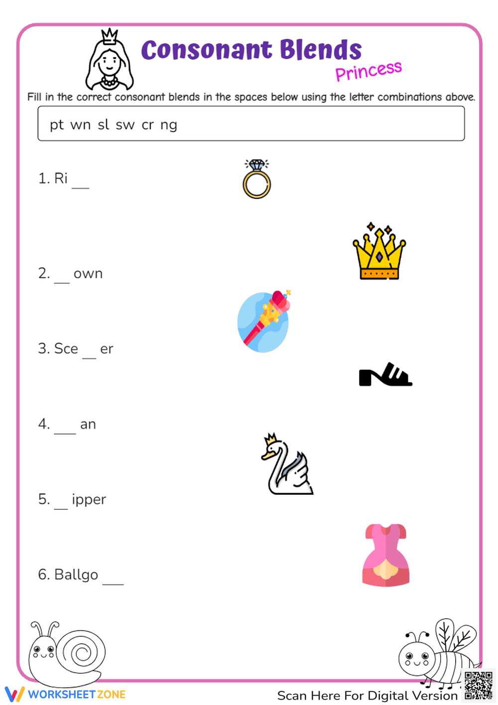 Princess Consonant Blends - Page 1