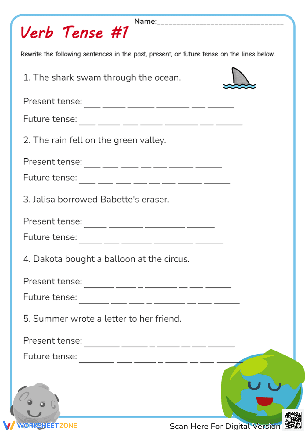 Verb Tense Practice: Past, Present, Future Tense Worksheet - Page 1