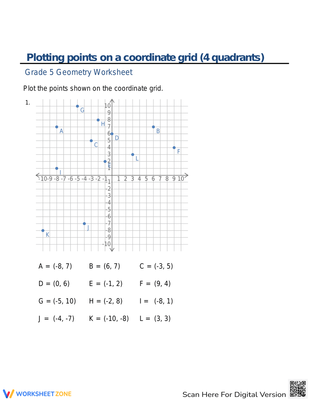Plotting Points: Coordinate Grid Practice Worksheet - Page 2