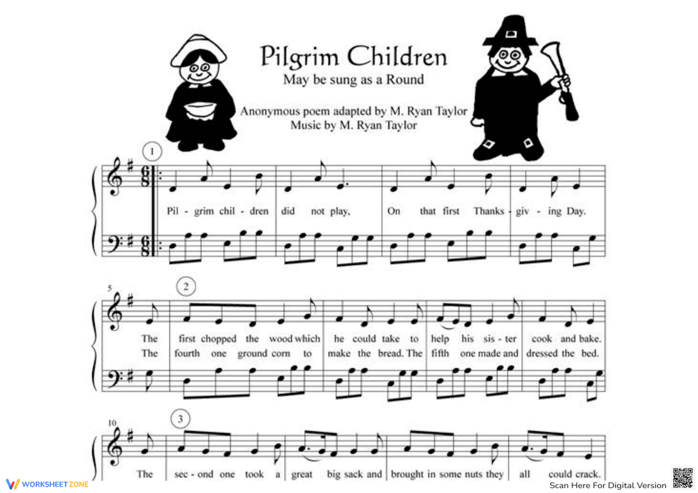 Thanksgiving Song Pilgrim Children - Page 1