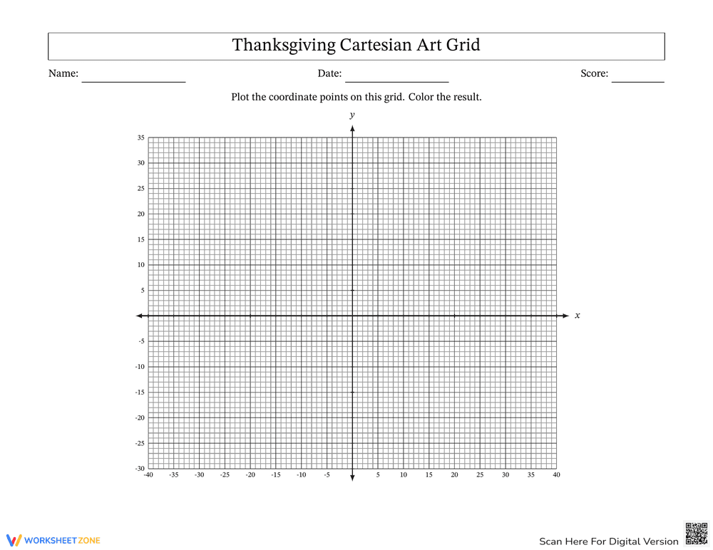 Thanksgiving Cartesian Mayflower Worksheet 2 - Page 3