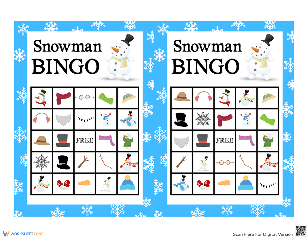 Winter Fun with Snowman Bingo - Page 1