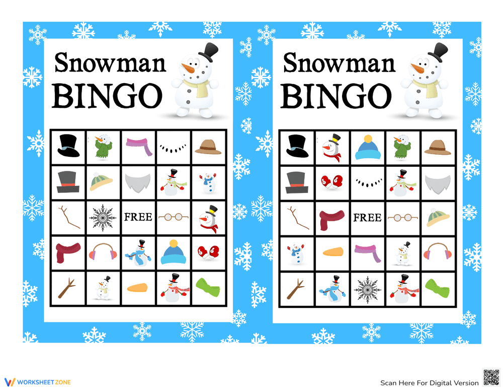 Snowman Bingo Winter Game - Page 1
