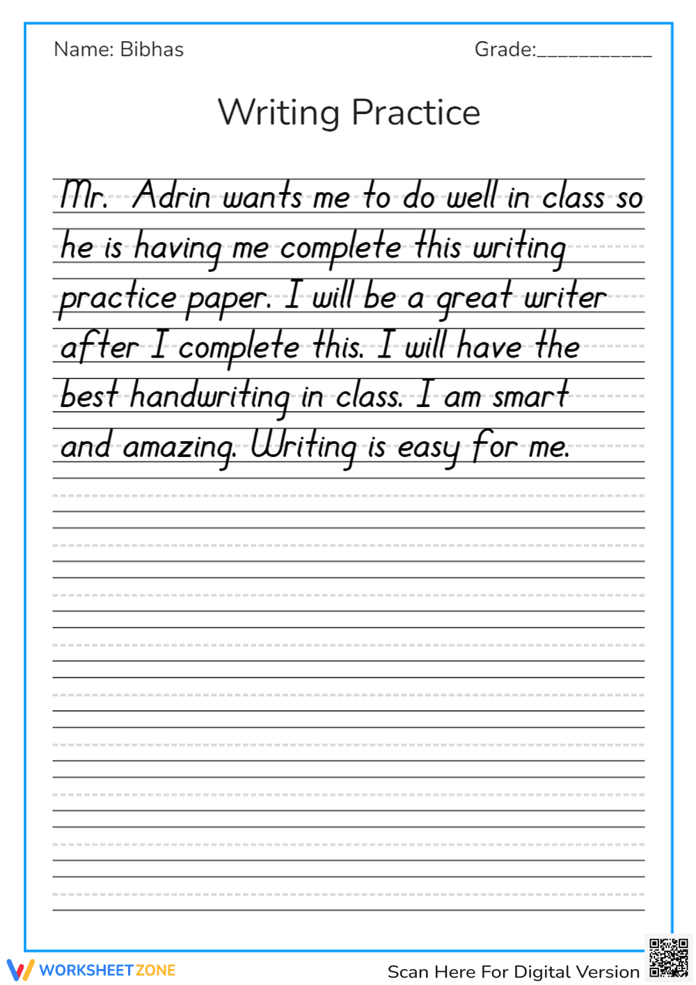 Cursive Writing Practice for Kids - Page 1