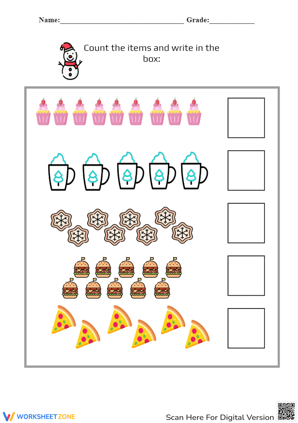 Count the item and write numbers 1-10 - Page 1